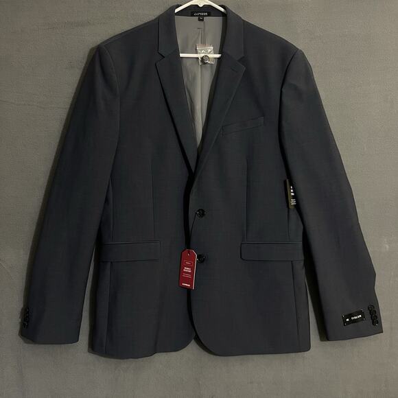 Express Mens 44L Extra Slim Blazer Jacket Sport Coat Blue Gray Brand New - Picture 1 of 7